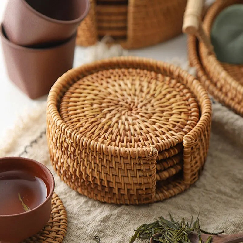 Set of 6 Rattan Coasters